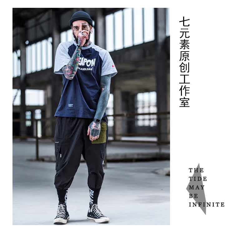 Ins super fire country triều hip hop port bf chùm chân nam và nữ nhiều túi dụng cụ quần rộng chân rộng quần kaki nam ống đứng