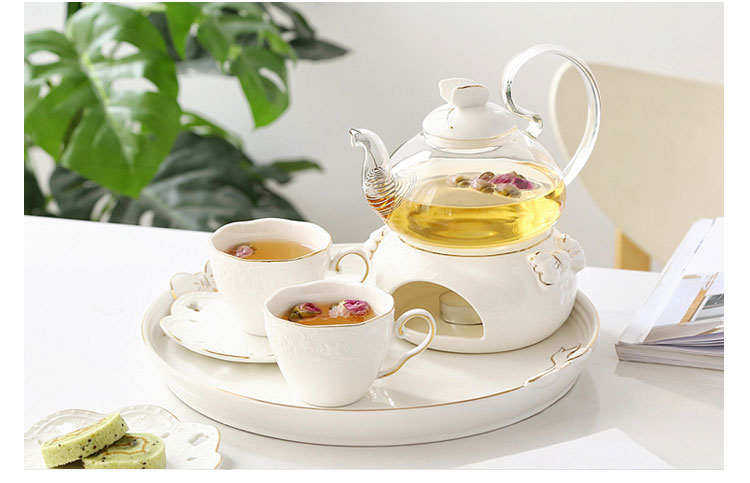 Anh trà chiều pansy ấm trà luộc trái cây ấm trà đặt gốm thủy tinh trà Bắc Âu đặt nến sưởi ấm - Trà sứ bộ bình trà