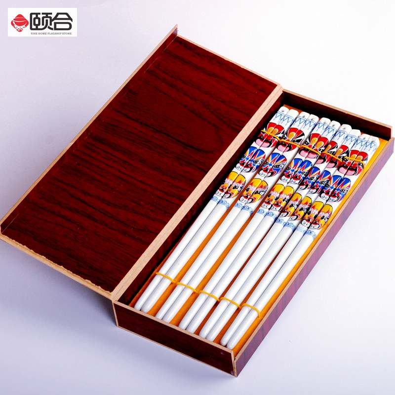 Chopsticks 10 double loading ceramic ipads China high - end mouldproof household family of high - temperature not moldy someone special gift box