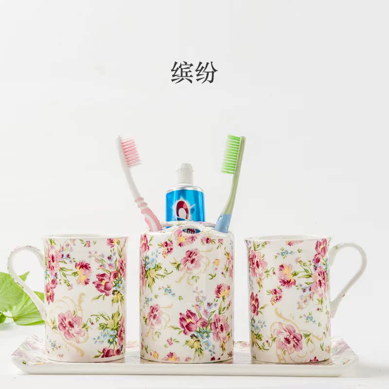 Bone porcelain lovers toothbrush tooth cup tooth cylinder creative gargling cup ceramic toothbrushing cup suit washing cup the same porcelain pans