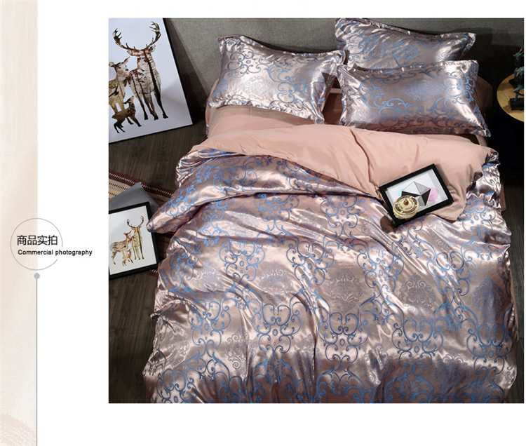 Châu Âu satin jacquard bốn mảnh cao cấp lụa satin chăn tấm trải giường đôi 1,8 m 2,0 m giường chăn ga cao cấp luxury
