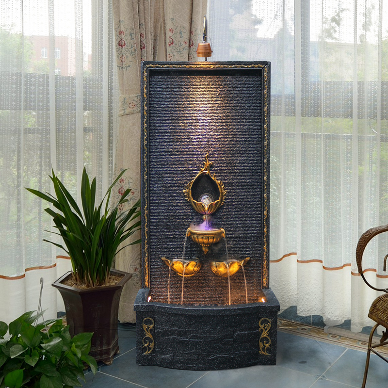 European-style entrance fountain Feng Shui fortune Indoor living room water curtain wall Water wall screen Floor-to-ceiling decorative water feature ornaments