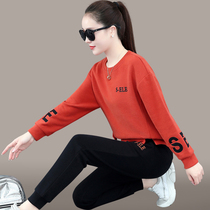 Fashion casual sweater set women 2021 Spring and Autumn New Korean loose thin foreign style sportswear two-piece sportswear
