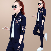 Autumn sports suit women 2019 new fashion embroidery three-piece sweater casual wear loose foreign style sportswear