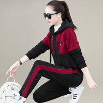 Plus velvet sports suit Womens autumn Winter 2022 new fashion trends Even cap Thickened Sweatshirt Casual Wear two sets