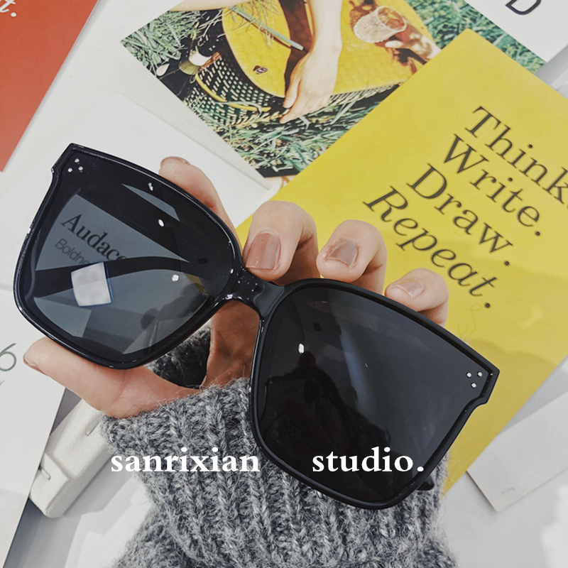 Korean version of the tide Li Yifeng star with a large frame retro square sunglasses women thin wild polarized sunglasses men 17