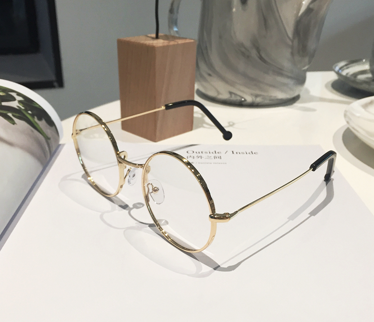 LIN nhỏ phẳng gương tròn kim loại khung kính retro trang trí kính cận thị kính nam và nữ gió đại học tròng kính