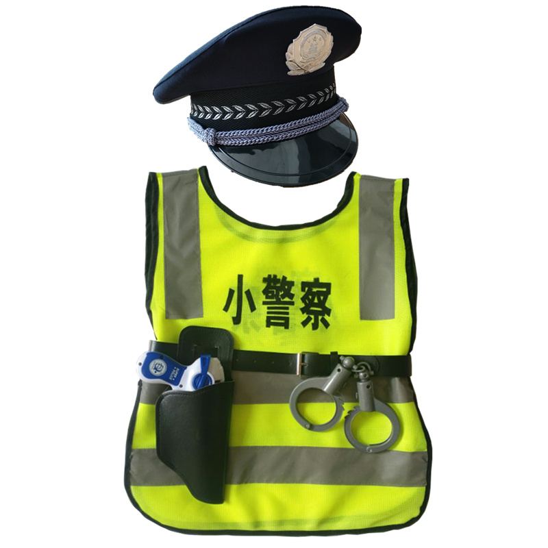 Children's toy gun police uniform police officer clothing black cat sheriff clothing boys and girls small police traffic police performance equipment