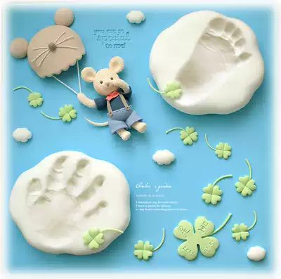 Hand-made custom rat baby seal newborn baby full moon 100 days hand foot print picture frame gift lucky fly