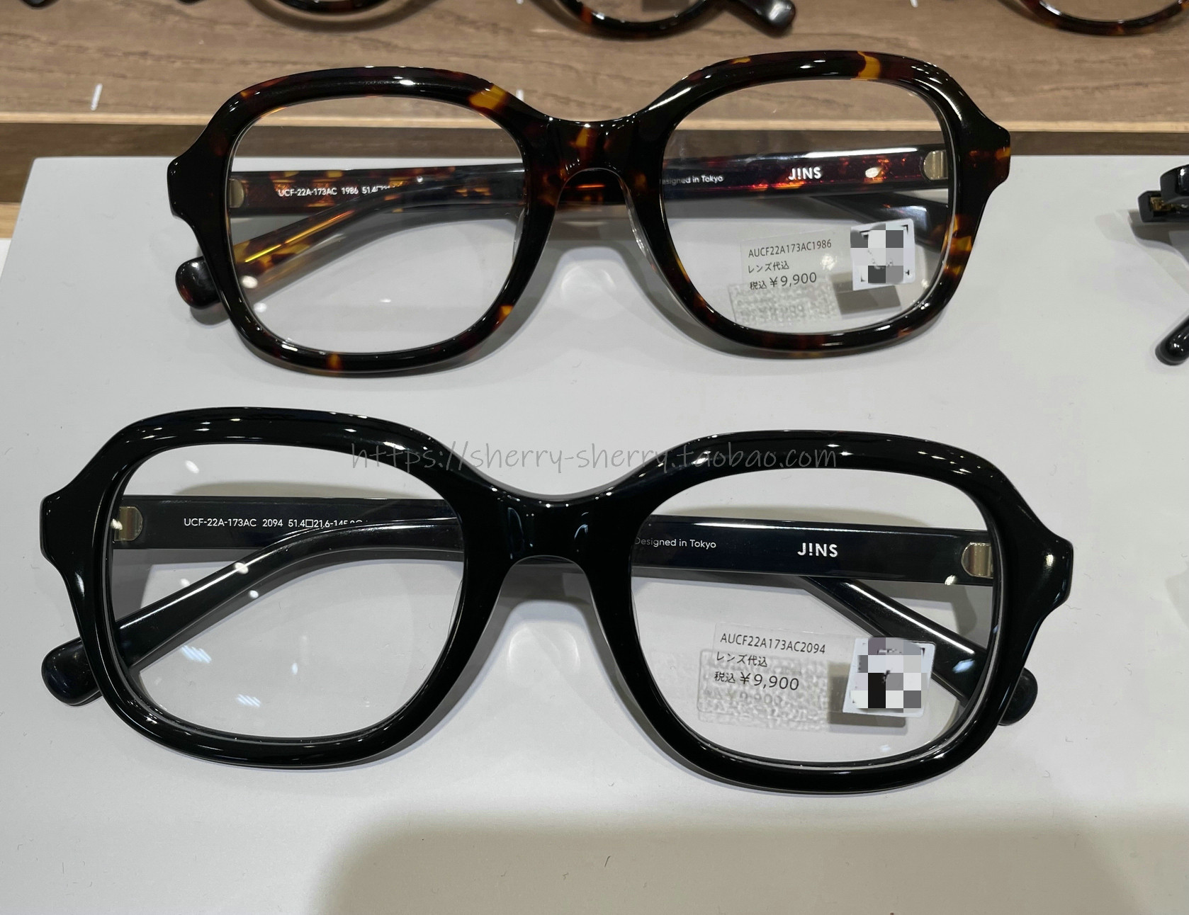 JINS Bold クラシック UCF-22A-173 度なし ケース付き 黒縁 日本進口