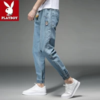 Playboy Men Men Stretch Jeans Mùa hè Quần âu Quần đáy Quần xu hướng Hàn Quốc Chín Quần Nam - Quần jean quần jean đen nam