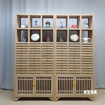 Old elm Puer tea cabinet tea cake cabinet drawer storage tea display cabinet rack solid wood paint-free partition