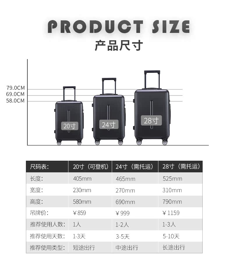 Bảy con sói vali nam xe đẩy du lịch trường hợp nữ 20 inch phổ bánh xe 28 công suất lớn mật khẩu hộp da 24 - Va li vali to