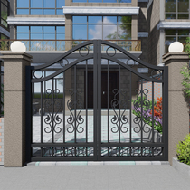 Wrought iron garden Villa door Outdoor wrought iron door to open the door Home country double door Walled yard iron gate