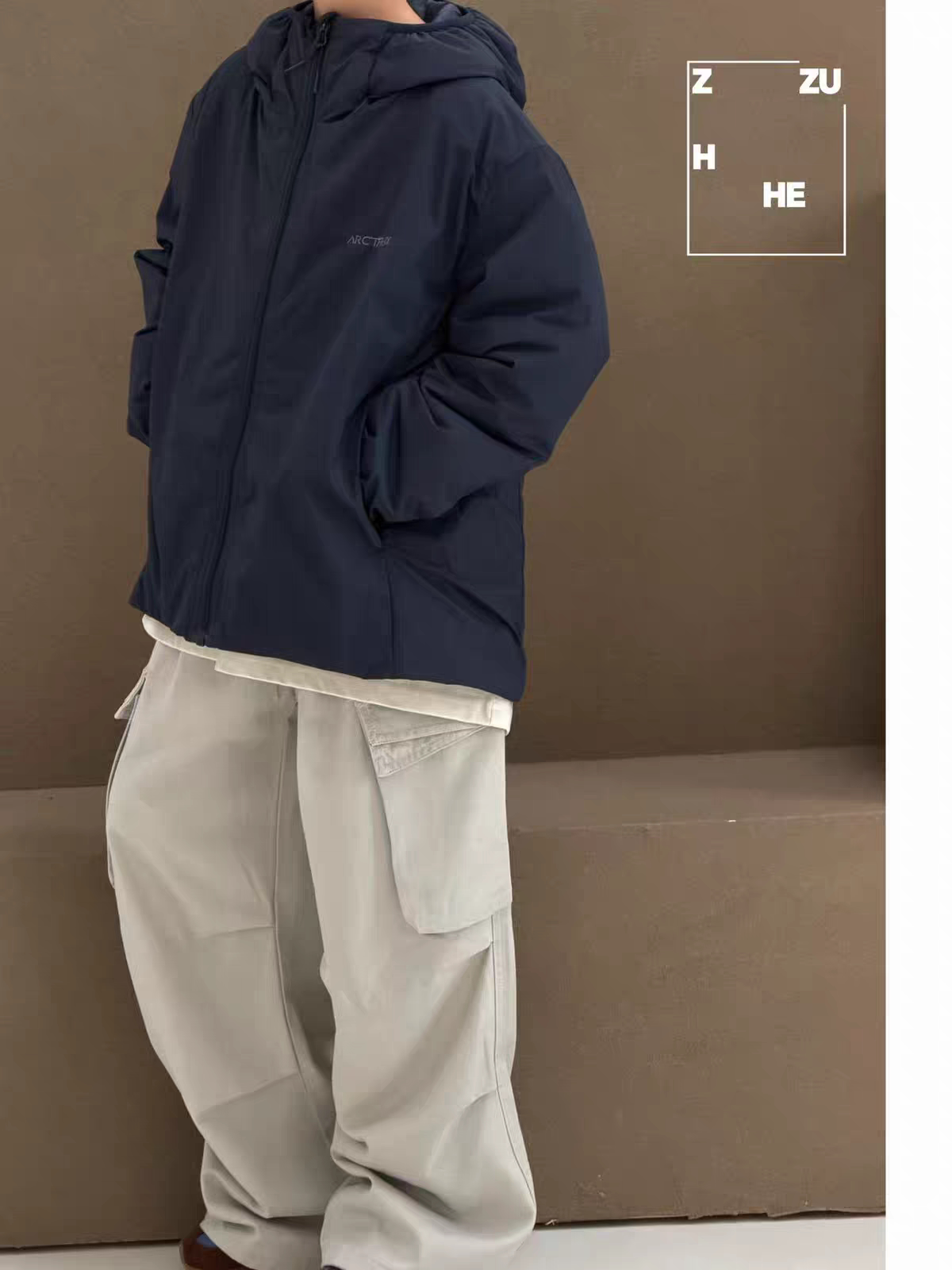 祖赫女童韩系连帽薄棉服26秋冬新款中大童冲锋衣外套男童拉链夹克 — 7