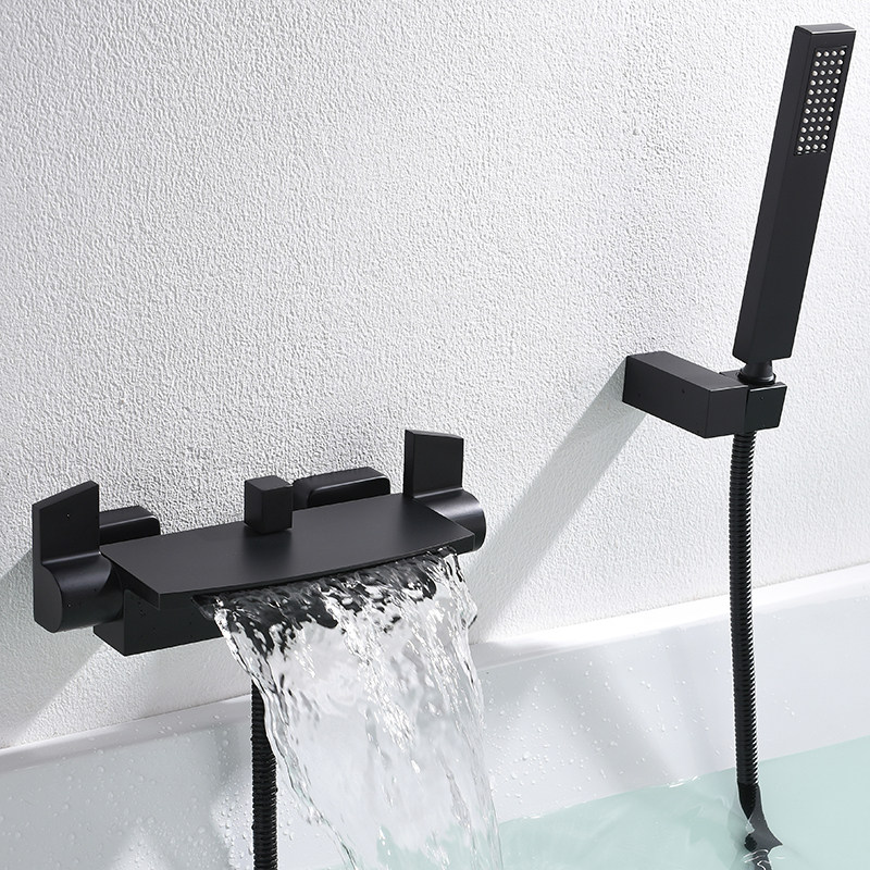 k0hler black hanging wall type bathtub tap full copper waterfall style shower shower cylinder edge hot and cold tap