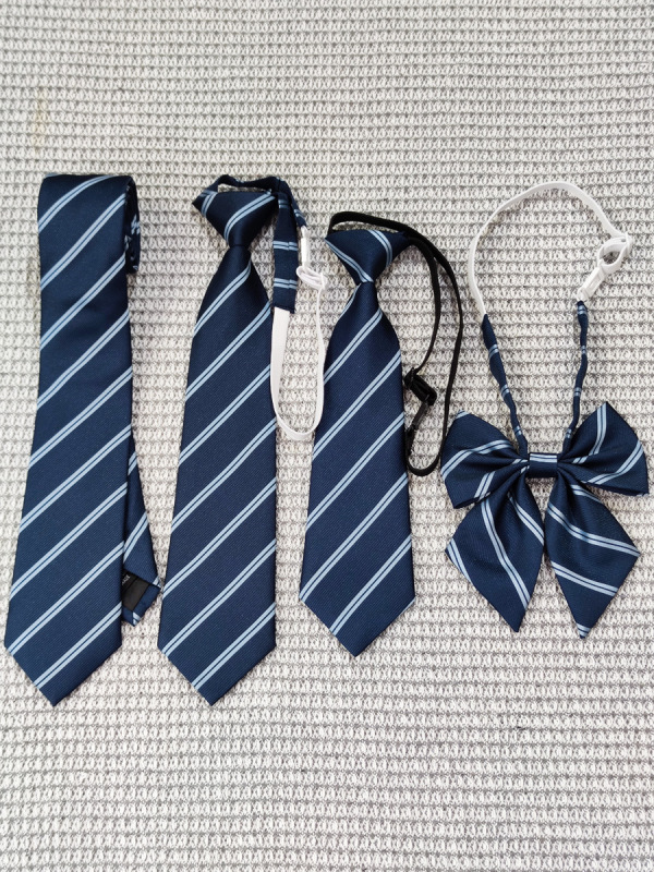 Navy Blue Gold Jk Japanese Style Hand-Tied No-Tie Tie for Boys and Girls, Preppy Style, ins Stripes, Student Graduation