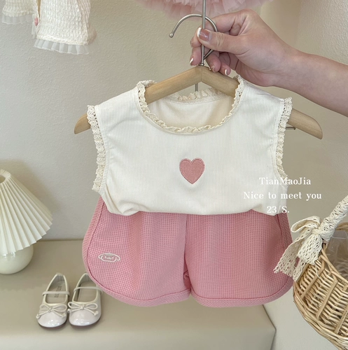 Летний комплект, детская летняя летняя одежда, популярно в интернете, детская одежда, в западном стиле