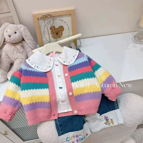 Свитер, осенний кардиган, детская осенняя трикотажная куртка, в западном стиле