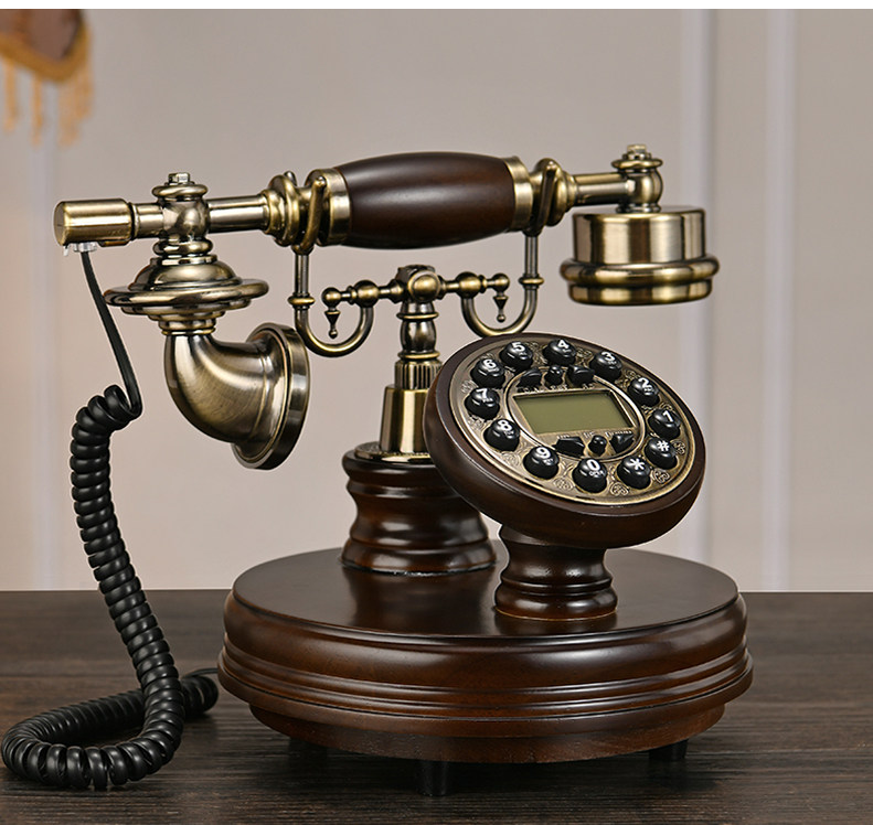 Проводной и DECT-телефон 美式覆古彷古电话机老式实木家用座机欧式无线插手机卡全网通电话