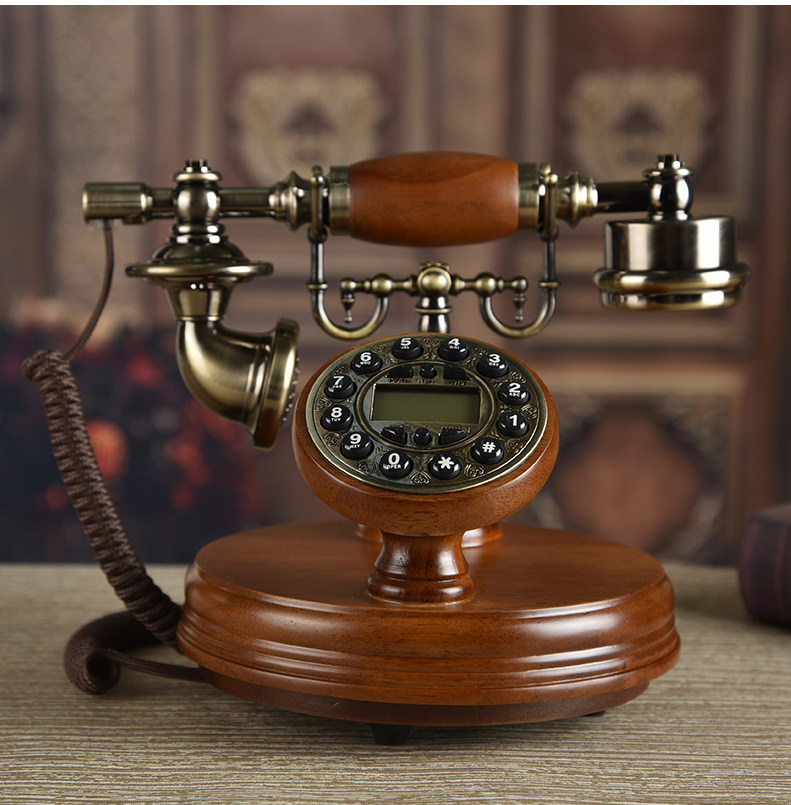 Проводной и DECT-телефон 美式覆古彷古电话机老式实木家用座机欧式无线插手机卡全网通电话