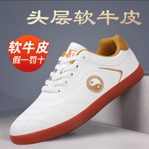 Chen Jiagou head floor soft cow leather tai chi shoes official flagship shop men and women martial arts shoes leather tai chi kung fu sneakers