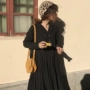 . Mùa xuân 2019 phiên bản Hàn Quốc mới của trang phục ngách retro kiểu Pháp qua đầu gối nữ dài tay áo Một chiếc váy - A-Line Váy đầm xòe tay dài