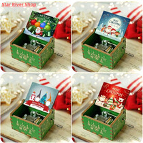 Christmas Gift Wooden Hand Crank Music Box Merry Christmas M