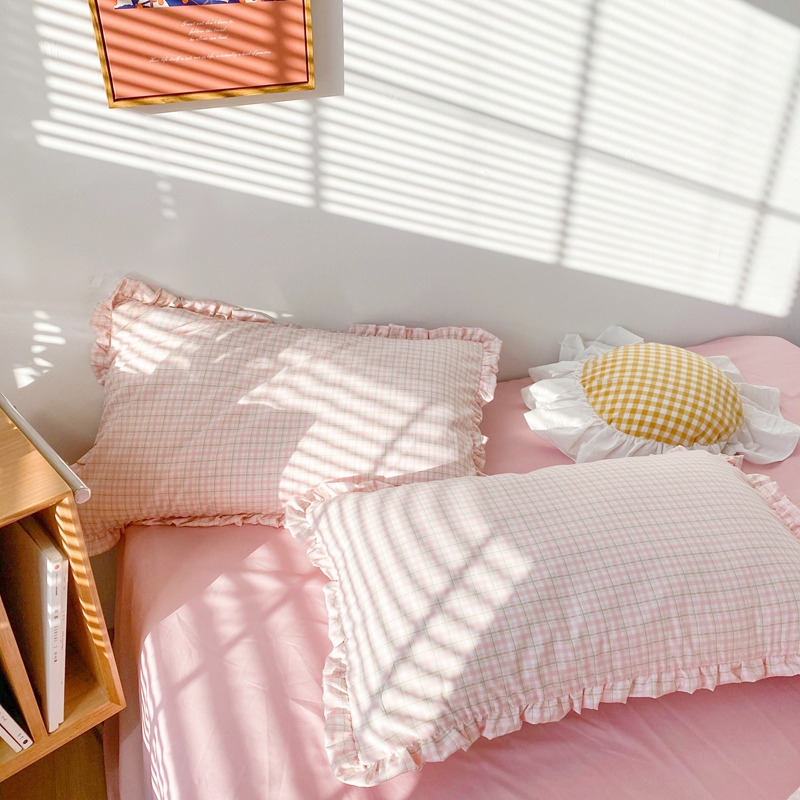 Ageleins double decker lace pillowcase purple pillowcase pair of clothes 48cmX74cm Korean version of the net red princess