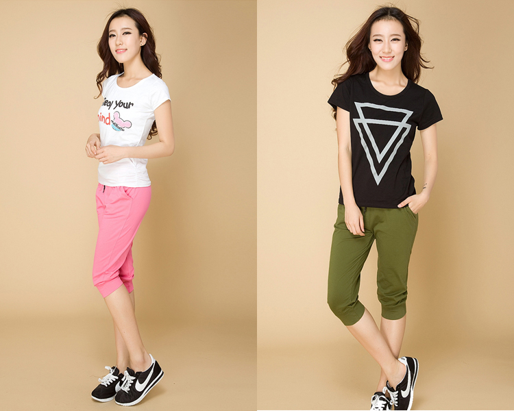 Quần crop top 2017 quần lửng thể thao nữ quần lửng là quần mỏng tại nhà quần harem quần lửng quần sooc bò nữ