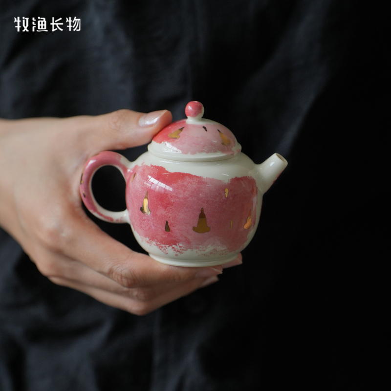 Tea Pot for Personal Use, One Person Drinks One Pot and One Cup, with a Ball Hole, Ceramic Handmade Women's Tea Set Tea Pot for Personal Use, One Person Drinks One Pot and One Cup, with a Ball Hole, Ceramic Handmade Women's Tea Set
