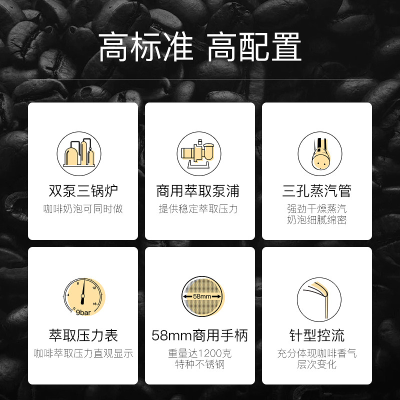 Gemilai CRM3018 Italian full semi-automatic consumer and commercial coffee machine high pressure steam 3 boiler double pump