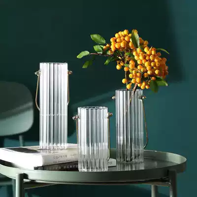 Nordic creative portable transparent glass vase decoration Simple modern dry flower arrangement living room table decoration