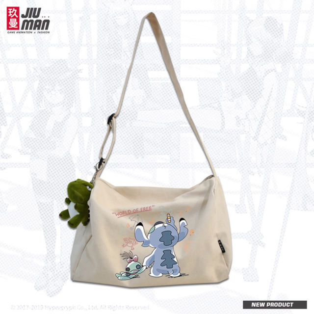 ກາຕູນ Stitch Stitch animation two-dimensional peripheral students shoulder bag male and women cross-body canvas bag tt