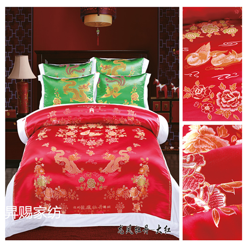 Hàng Châu lụa satin chăn bông thổ cẩm chăn bông mềm mại satin đám cưới chăn màu đỏ và trắng chăn - Quilt Covers chăn tuyết nhung