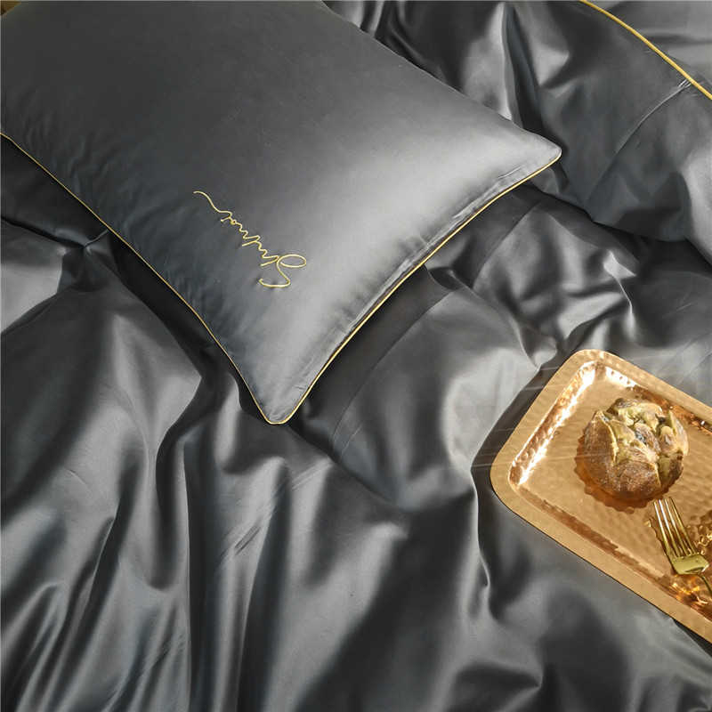 Xinjiang long suede cotton 100 whole cotton four pieces of pure cotton nude sleep quilt cover Nordic pure color bed bedding linen bed