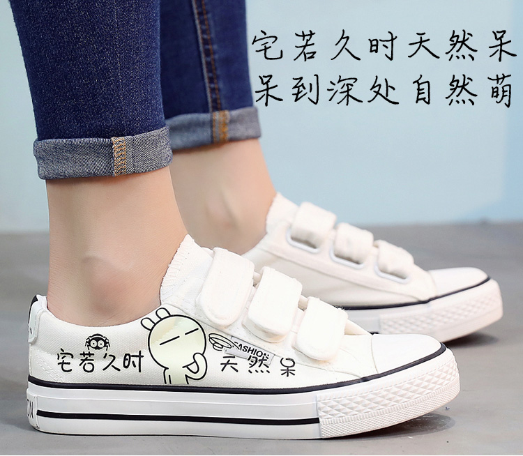Mùa hè thoáng khí Velcro huỳnh quang giày vải nam giới và phụ nữ cá tính graffiti giày thủy triều sinh viên giày lười sáng giày của nam giới giay the thao