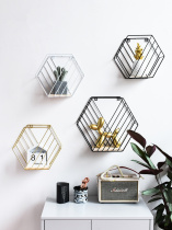 ins Nordic style living room bedroom decoration shelf Wall display rack Wall decoration rack Wall hexagon