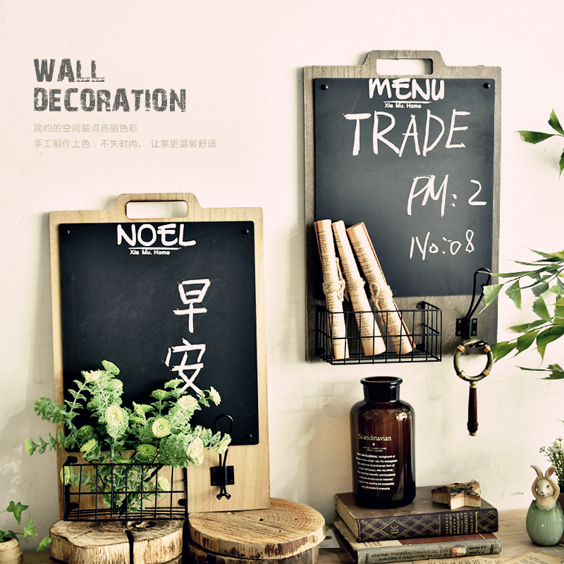 Minimalist Country Nordic Wind Dining Hall Wall Decoration Leave Message Board Blackboard Shelves Doorway Key Shelf Wall-mounted Wall Decoration