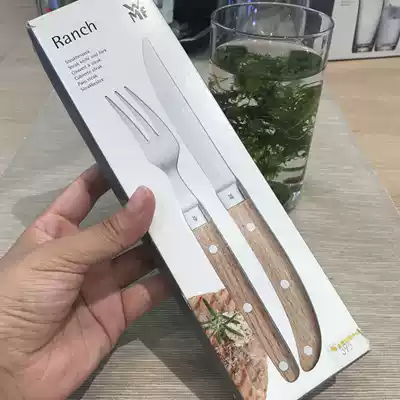 German WMFWMF high end oak handle stainless steel western cutlery steak knife and fork spot