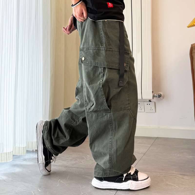 2026 Army Green Casual Wide-Leg Pants Men's Large Size Cargo Pants Trendy Plus-Size Loose Floor-Length Straight Pants 2026 Army Green Casual Wide-Leg Pants Men's Large Size Cargo Pants Trendy Plus-Size Loose Floor-Length Straight Pants