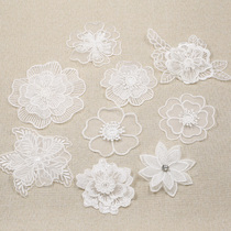 White lace Ogan gauze clotheDIY decorative embroidered black flower patch accessories