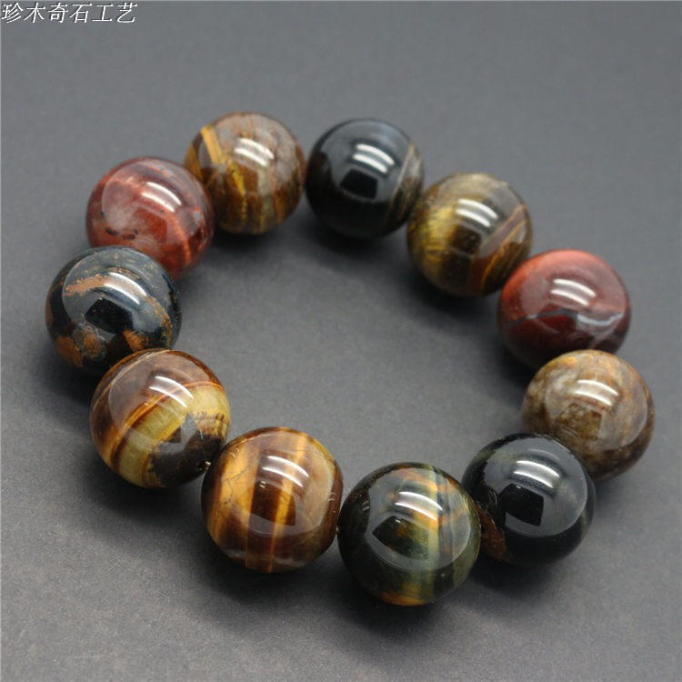 Natural Tiger Eye Stone Bracelet Three Colors Red Yellow Blue Tiger Eye Stone Cat's Eye Bracelet Crystal for Men and Women Natural Tiger Eye Stone Bracelet Three Colors Red Yellow Blue Tiger Eye Stone Cat's Eye Bracelet Crystal for Men and Women