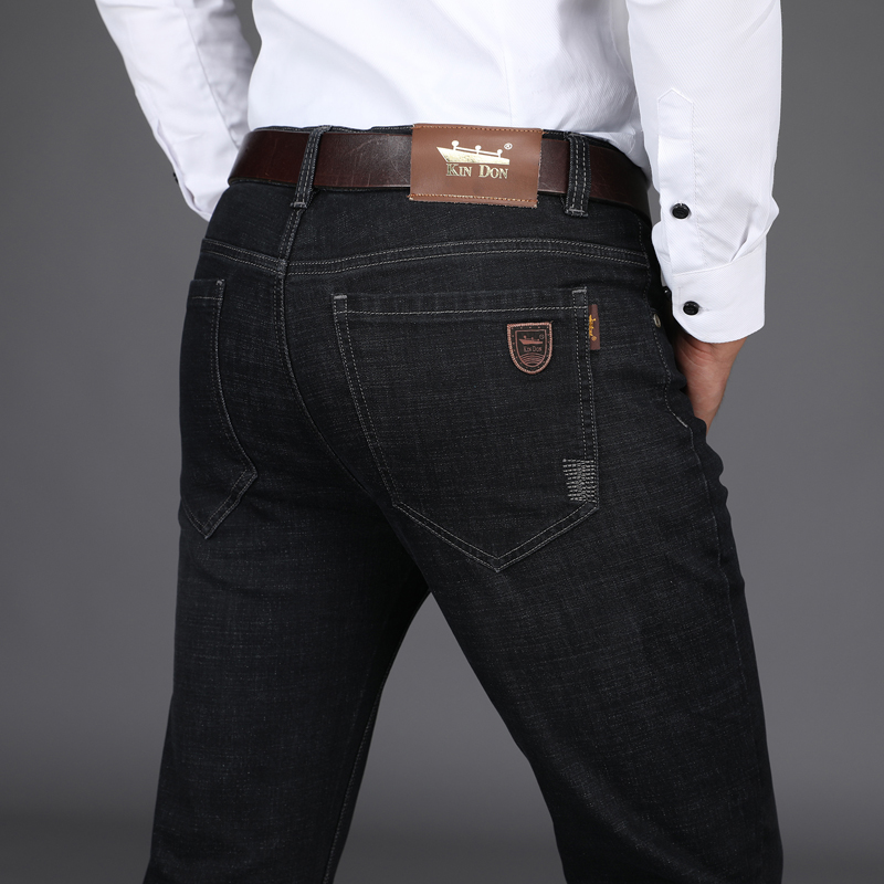 Vàng Lá Chắn Jeans Nam Mùa Hè Màu Đen Mỏng Straight Loose Thanh Niên Stretch Mùa Hè Kinh Doanh Thở Quần Tây Giản Dị quần nam