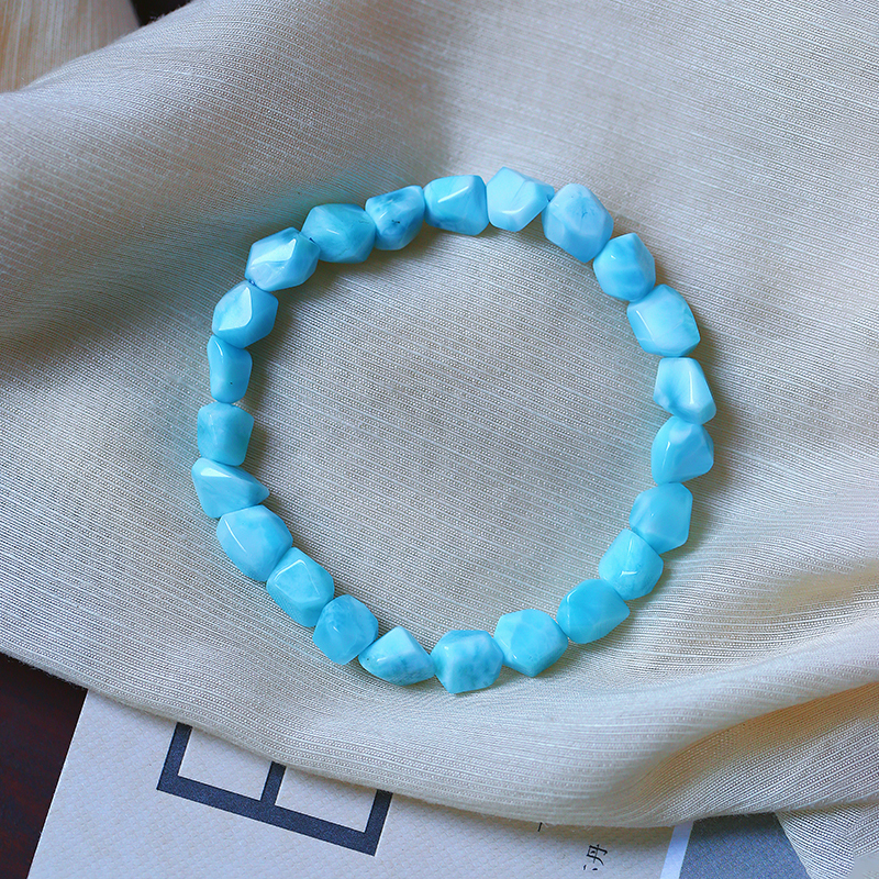 Natural Larimar Stone Irregular Shape Bracelet Women's Crystal Imported Larimar Bracelet Jewelry Gift Natural Larimar Stone Irregular Shape Bracelet Women's Crystal Imported Larimar Bracelet Jewelry Gift