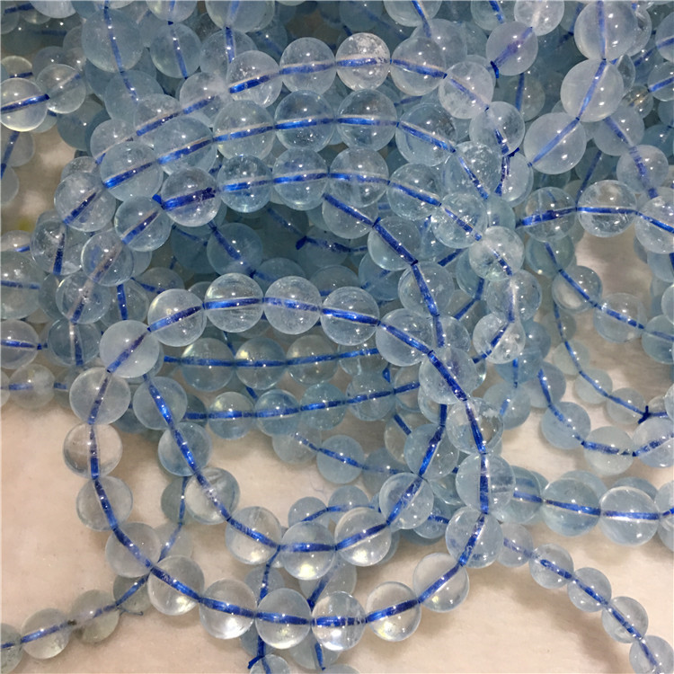 Vòng đeo tay Aquamarine Brazil tự nhiên Vòng đeo tay chạy Blue Crystal Aquamarine Vòng tròn đơn Vòng tay Cặp đôi Trang sức thời trang - Vòng đeo tay Cuff vòng gỗ huyết rồng