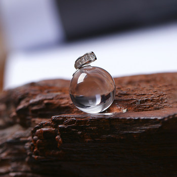 Natural pure body white crystal round beads sterling silver buckle inlaid pendant women's crystal transfer bead pendant jewelry