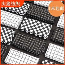 Black and white plaid fabric ins wind tablecloth background cloth Black and white plaid decorative cloth Curtain fabric clearance treatment
