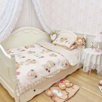 Tulip Bear Bear-Sub-Watermelons cat original pure cotton four sets of warm teas with brown plaid beds