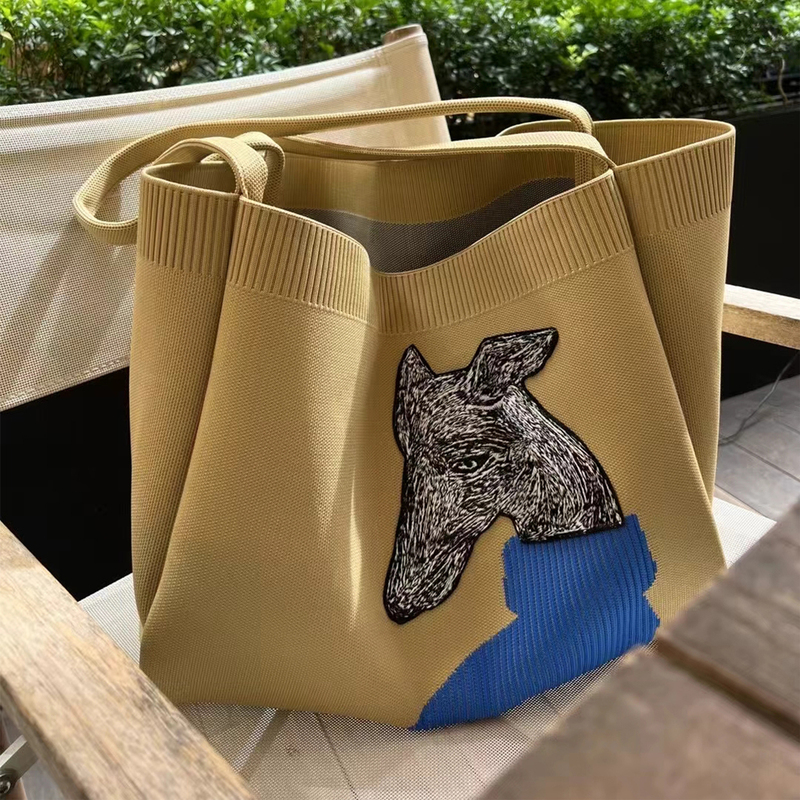 Women's Bag 2026 New Model Niche Doberman Pattern Woven Tote Bag Large Capacity Commuter Bag Large Bag Shoulder Bag